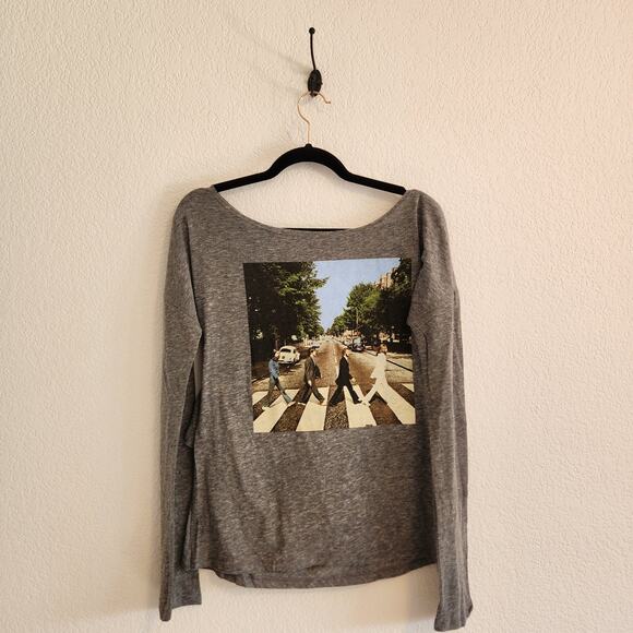 Beatles Women's Size XL Abbey‎ Road Long Sleeve with Cut out Back Gray New - Picture 1 of 4